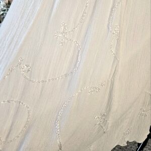 Embroidered Flowy Gauze Midi A-Line Boho Skirt